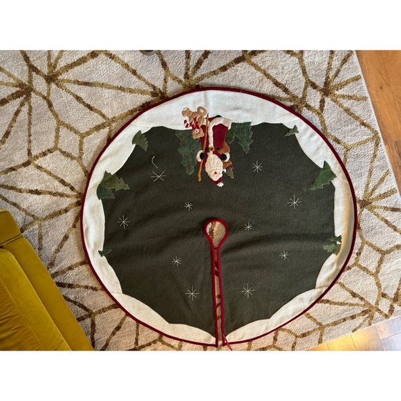 Christmas Tree Skirt Santa & Teddy Bear Snowflakes Prima Creations - Picture 1 of 4